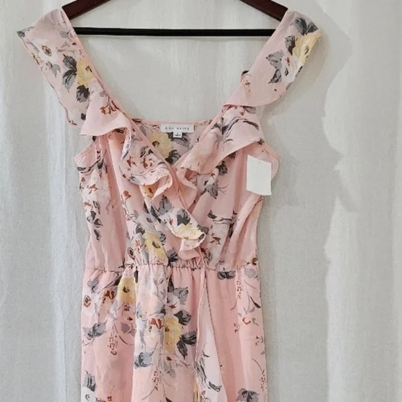 Socialite V-Neck Ruffle Midi Dress in Pink Floral Print - Picture 3 of 6